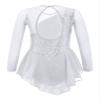 easyforever Kids Girls Ice Figure Skating Roller Skater Leotard Dress Floral Lace Long Sleeve Tutu Skirt Dancewear MM White 8 Years view 2