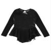 easyforever Kids Girls Ice Figure Skating Roller Skater Leotard Dress Floral Lace Long Sleeve Tutu Skirt Dancewear MM Black 4 Years view 3