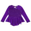 easyforever Kids Girls Ice Figure Skating Roller Skater Leotard Dress Floral Lace Long Sleeve Tutu Skirt Dancewear MM Purple 6 Years view 3