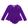 easyforever Kids Girls Ice Figure Skating Roller Skater Leotard Dress Floral Lace Long Sleeve Tutu Skirt Dancewear MM Purple 6 Years view 4