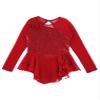 easyforever Kids Girls Ice Figure Skating Roller Skater Leotard Dress Floral Lace Long Sleeve Tutu Skirt Dancewear MM Red 14 Years view 3