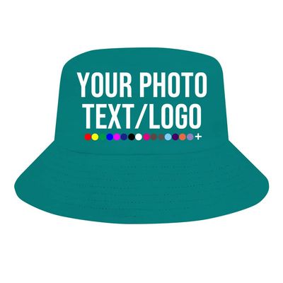 Custom Bucket Hats Image Text Personalized Trucker Hat Cap, Tropical Blue