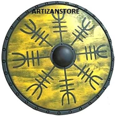 ARTIZANSTORE Medieval Knight Shield Brass Cross Templar Shield Fighting Shield Armour Shield 24" Inch Viking Shield! Medieval Knight Shield