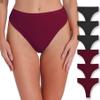 Xlndsoea Women's High Rise Thong Panties Stretchy Ribbed Cotton Underwear Regular & Plus Size 6-Pack view 1