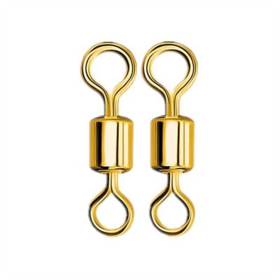 LINFFSTR Stainless Steel Fishing Barrel Swivels 8# 10# 12# Eight-Ring Connector, 360 Flexible Rotation High Strength Lure Line Connector Saltwater Terminal Tackle (Color : Gold-20 Pcs, Size : 10#)