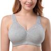 TELIMUSSTO Women's Plus Size Soft Cotton Lace Bra Full Coverage Wirefree Non-Padded 48DDD Gray view 1