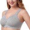 TELIMUSSTO Women's Plus Size Soft Cotton Lace Bra Full Coverage Wirefree Non-Padded 48DDD Gray view 2