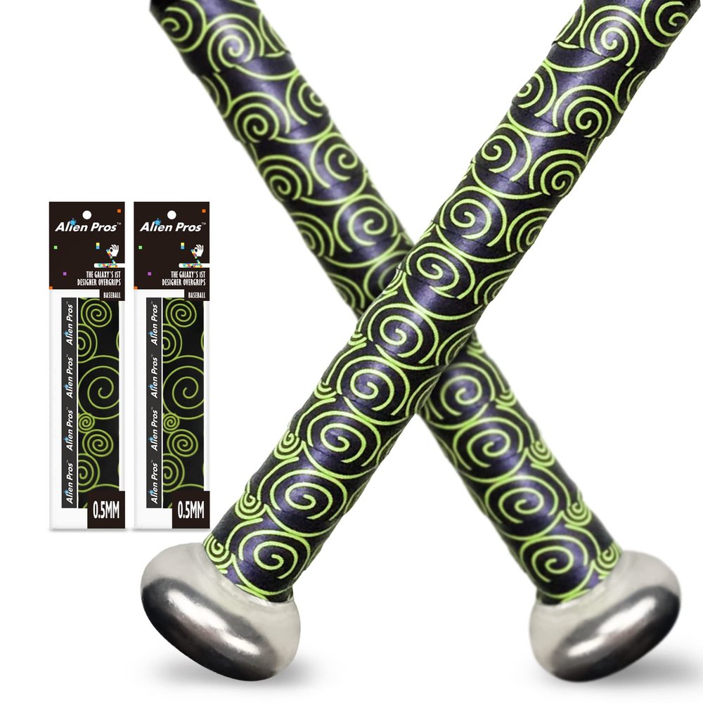 ALIEN PROS Bat Grip Tape for Baseball 0.5 MM (2 Pack, Black Clouds)  Precut and Pro Quality Bat Tape  Wrap Your Bat for an Epic Home Run - Replacement for Old Baseball bat Grip