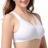 Women's Wireless Plus Size Lace Comfort Cotton Bra Full Coverage Unlined Minimizer Bra 44B White view 3