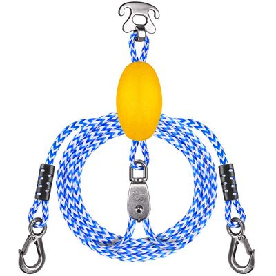 SELEWARE Heavy Duty Boat Tow Harness for Tubing, Boat Tow Rope with Stainless Steel Quick Connector & Pulley, Heavy Duty Self Centering Tow Harness for Boat Water Sport Jet Ski Wakeboarding