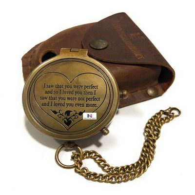 Engraved Compass, Brass Camping Compass, Baptism Gifts, Best Easter, Birthday, Mothers Day, Fathers Day, Graduation Gift, Wedding Gifts (I Saw That You were Perfect)