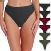 Xlndsoea Women's High Waisted Active Sport Thongs Breathable Ribbed Cotton Panties Stretchy Soft Underwear 6-Pack view 1