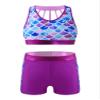 HULIJA Girls Sports/Dance/Gymnastics/Swim Tacksuit Swimsuit 2 Pcs Hearts Printed Crop Top with Booty Shorts Fish-Scales 10 Years view 1