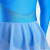 JanJean Kids Girls Figure Ice Skating Dress Long Sleeve Sparkly Rhinestone Mesh Splice Gymnastics Leotard Dress Dancewear Blue 6 Years view 2