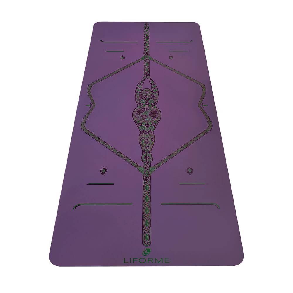 Liforme Printed Yoga Mat Collection - Free Yoga Bag, Patented Alignment System, Warrior-like Grip, Non-Slip, Eco-friendly, Biodegradable, Sweat-resistant, Long, Wide and Thick for Comfort