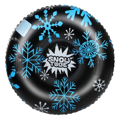 LJFLI Snowflake Snow Tube Circle Inflatable Sled Children Kids Adults Winter Sport,Black