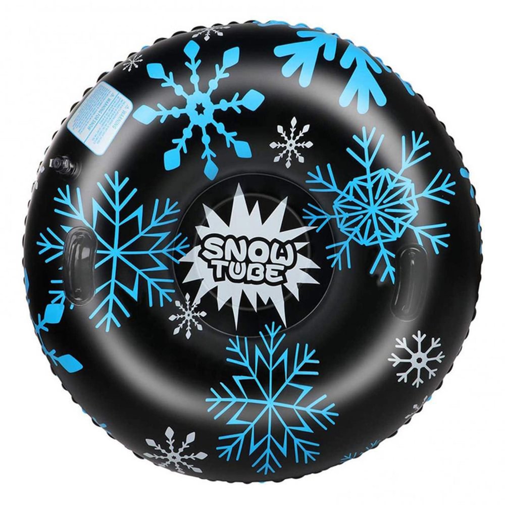 LJFLI Snowflake Snow Tube Circle Inflatable Sled Children Kids Adults Winter Sport,Black