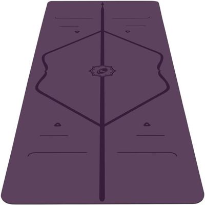 LIFORME Travel Yoga mat  Patented Alignment System, Warrior-Like Grip, Non-Slip, Eco-Friendly, Ultra-Lightweight, Sweat Resistant, Long, Wide and Thick - Purple
