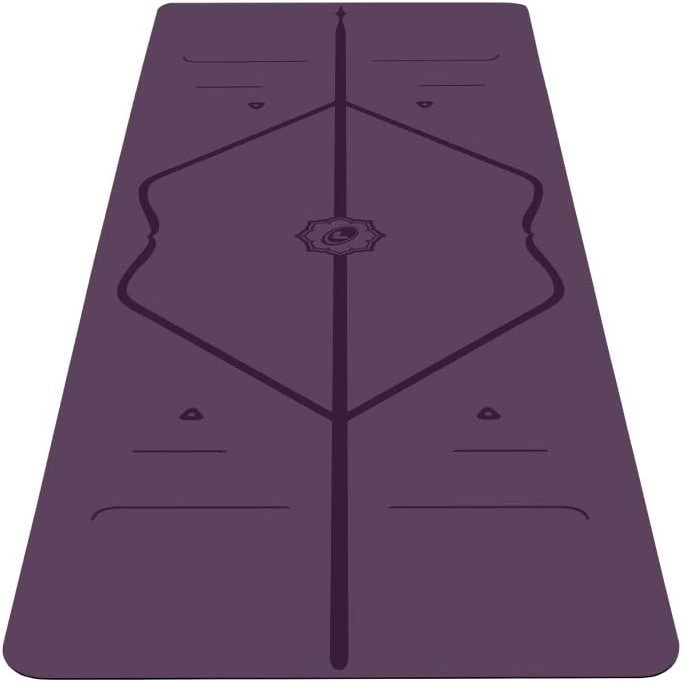 LIFORME Travel Yoga mat  Patented Alignment System, Warrior-Like Grip, Non-Slip, Eco-Friendly, Ultra-Lightweight, Sweat Resistant, Long, Wide and Thick - Purple