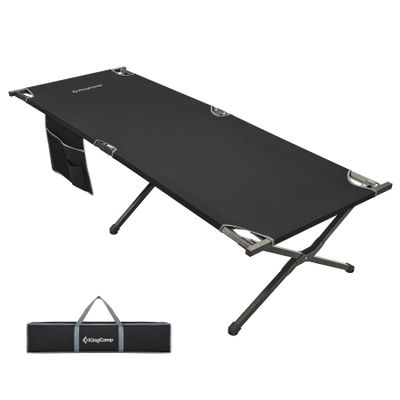 Kingcamp Camping Cot Portable Sleeping Cot for Adults Heavy Duty 81"x 30" Oversized Camp Cots with Pocket Folding Outdoor Camping Bed for Travel, Camp, Beach, Hike,Outdoor and Indoor Use(Black)