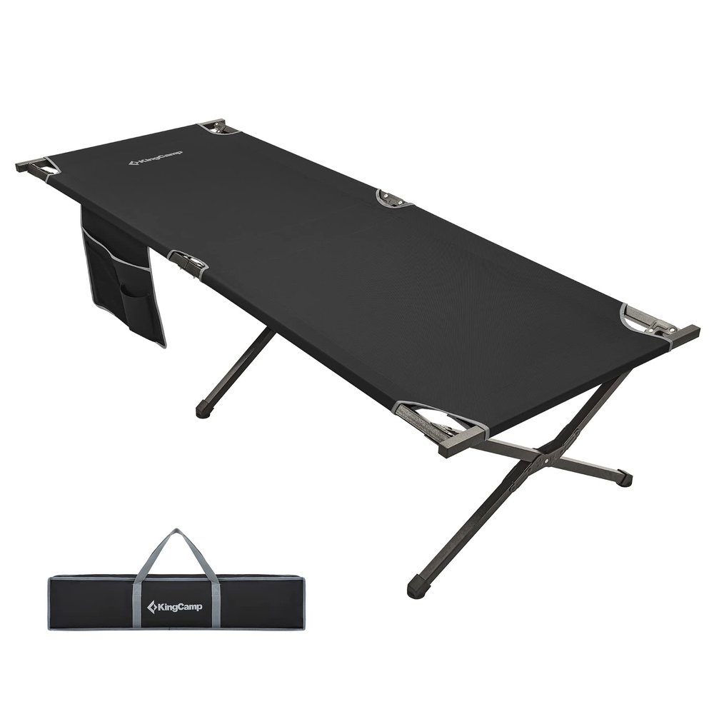 Kingcamp Camping Cot Portable Sleeping Cot for Adults Heavy Duty 81"x 30" Oversized Camp Cots with Pocket Folding Outdoor Camping Bed for Travel, Camp, Beach, Hike,Outdoor and Indoor Use(Black)