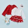 Baby Valentines Day Outfit Girl Heart Print Ruffle Mini Skirt+Coat Toddler Girls Valentines Day Dress Set (Red,6-12 Months) view 2