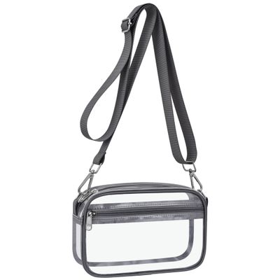 Bagenius Clear Purse Stadium Approved, Sports fan Handbag Purses with Adjustable Strap for Stadium Events, Work and Concert, Grey