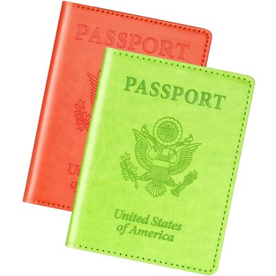 Herain Green & Orange Passport Holder for Travel, Cruise Essentials Passport Wallet Cover Case for Family Women Men, Travel Accessorie Gifts Must Haves Passports Book Protector