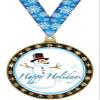 Happy Holidays Winter Seasonal Award Medals, 2.5" Gold Snowman Winter Trophies, 50 Pack view 1