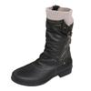 Bcshiye Women's Ankle Bootie Winter Mid Calf Military Combat Boots Comfort Slip On Low Chunky Heel Warm Snow Boots view 1