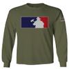 Firefighter League Fire American Flag Thin Red Line Fighter Department Men's Long Sleeve t Shirt (Olive, 2X Large) view 1