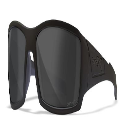 Wiley X WX Twisted Captivate Polarized Sunglasses, Safety Glasses for Men and Women, UV Eye Protection for Shooting, Fishing, Biking, and Extreme Sports, Matte Black Frames, Smoke Grey Tinted Lenses