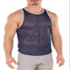 Gary Majdell Sport Men's Breathable Athletic See-Through Smooth Mesh Tank Top (Navy with White Hem, Large) view 2
