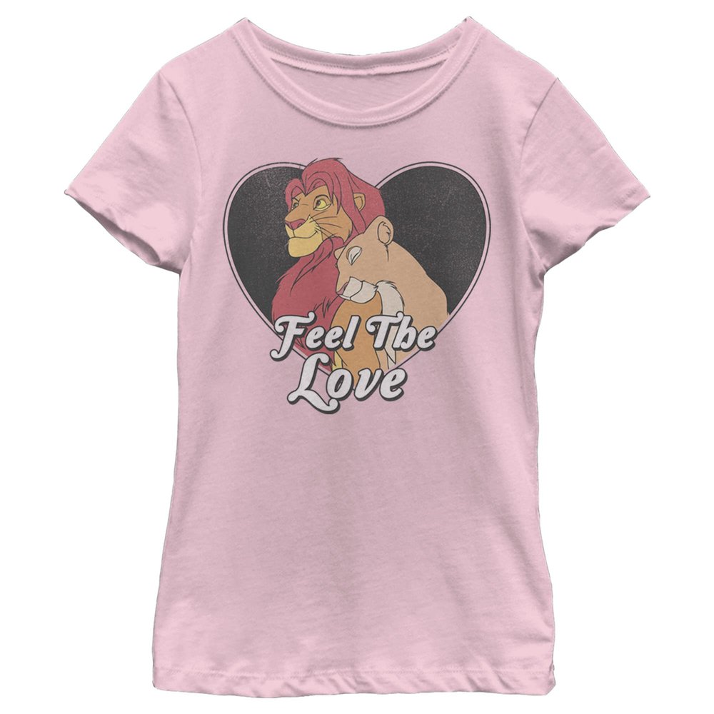 Disney Girl's Feel The Love T-Shirt, Pink, Medium