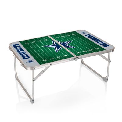 Picnic TIME NFL Dallas Cowboys Concert Mini Portable Table - Small Folding Table - Mini Picnic Table, (Charcoal Wood Grain)