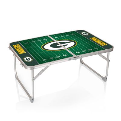 Picnic TIME NFL Green Bay Packers Concert Mini Portable Table - Small Folding Table - Mini Picnic Table, (Charcoal Wood Grain)