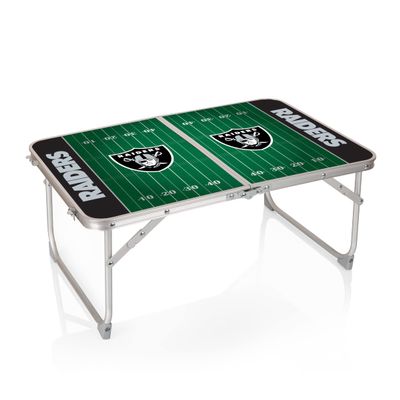Picnic TIME Las Vegas Raiders Mini Portable Table, Charcoal Wood Grain
