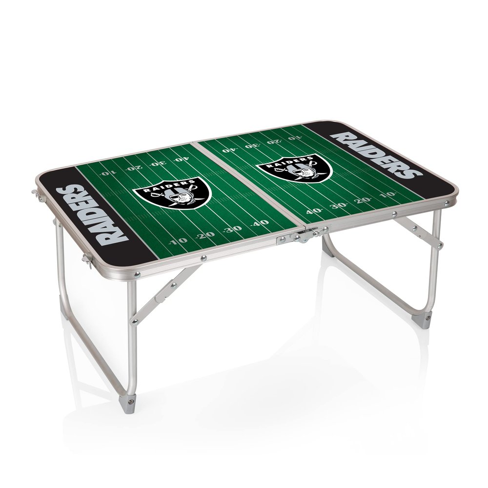 Picnic TIME Las Vegas Raiders Mini Portable Table, Charcoal Wood Grain