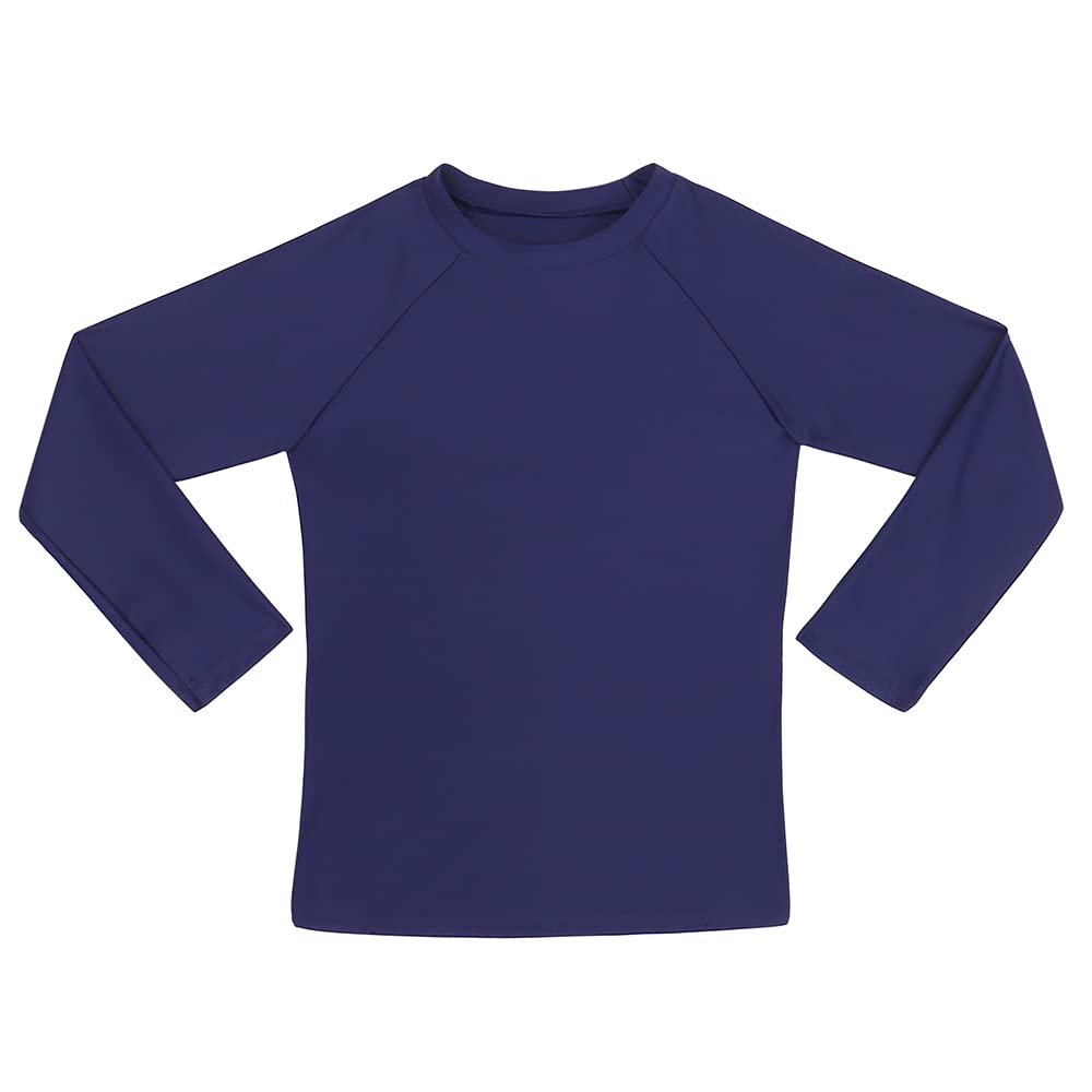 KAKU NANU Long Sleeve Rash Guard Boy Kids UPF 50+ Swim Shirt(Navy-Blue,2T)
