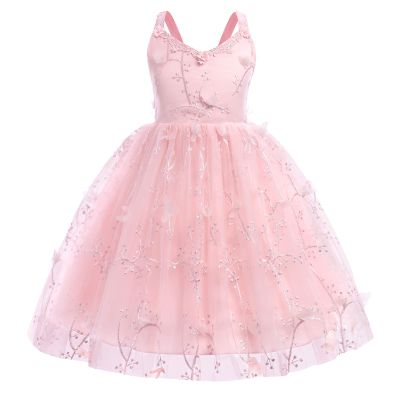 Baby Girls Party Dresses Christening Baptism Gown Lace Flower Wedding Pageant First Communion Tutu Dress Photoshoot Pink 3-4 Years