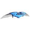 Kii Dark Twin Blade Knife - Double Edge Folding Pocket with clip, 11" Stainless Steel Two Sharp Cut (Blue) view 4