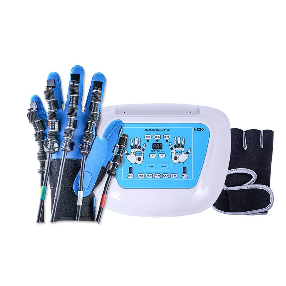 ZZBB Rehabilitation Stroke Hand Mirroring Rehabilitation Robot Gloves Finger Trainer Physiotherapy Stroke Hemiplegia Hand Grip Training Exercise Equipment,Right,S