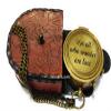 Not All Who Wander are Lost Engraved Brass Compass with Leather Case, Pirates Compass, Magnetic Navigational Instrument, Gift for Graduation, Anniversary, Baptism, Retirement, or Christmas view 1