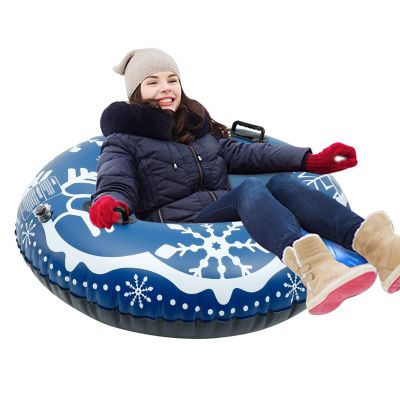 LJFLI 47 Inch Inflatable Ski Lap Winter Ski Circle Skiing Board PVC Winter Inflatable Ski Circle with Handle Durable Children Adult