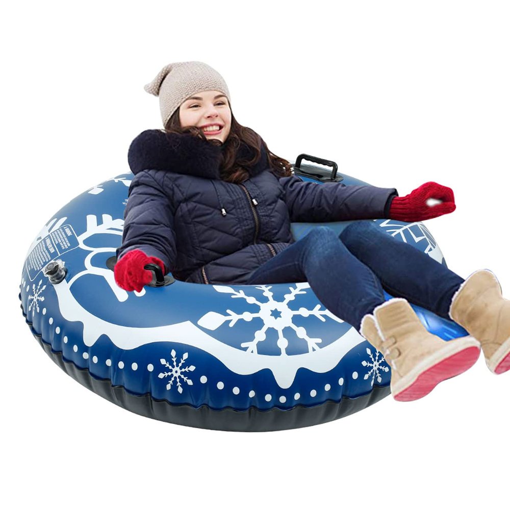 LJFLI 47 Inch Inflatable Ski Lap Winter Ski Circle Skiing Board PVC Winter Inflatable Ski Circle with Handle Durable Children Adult