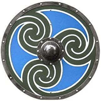 ARTIZANSTORE Medieval Knight Shield Brass Cross Templar Shield Fighting Shield Armour Shield Medieval Wood & Steel Viking Round Shield Armor Templar Shield