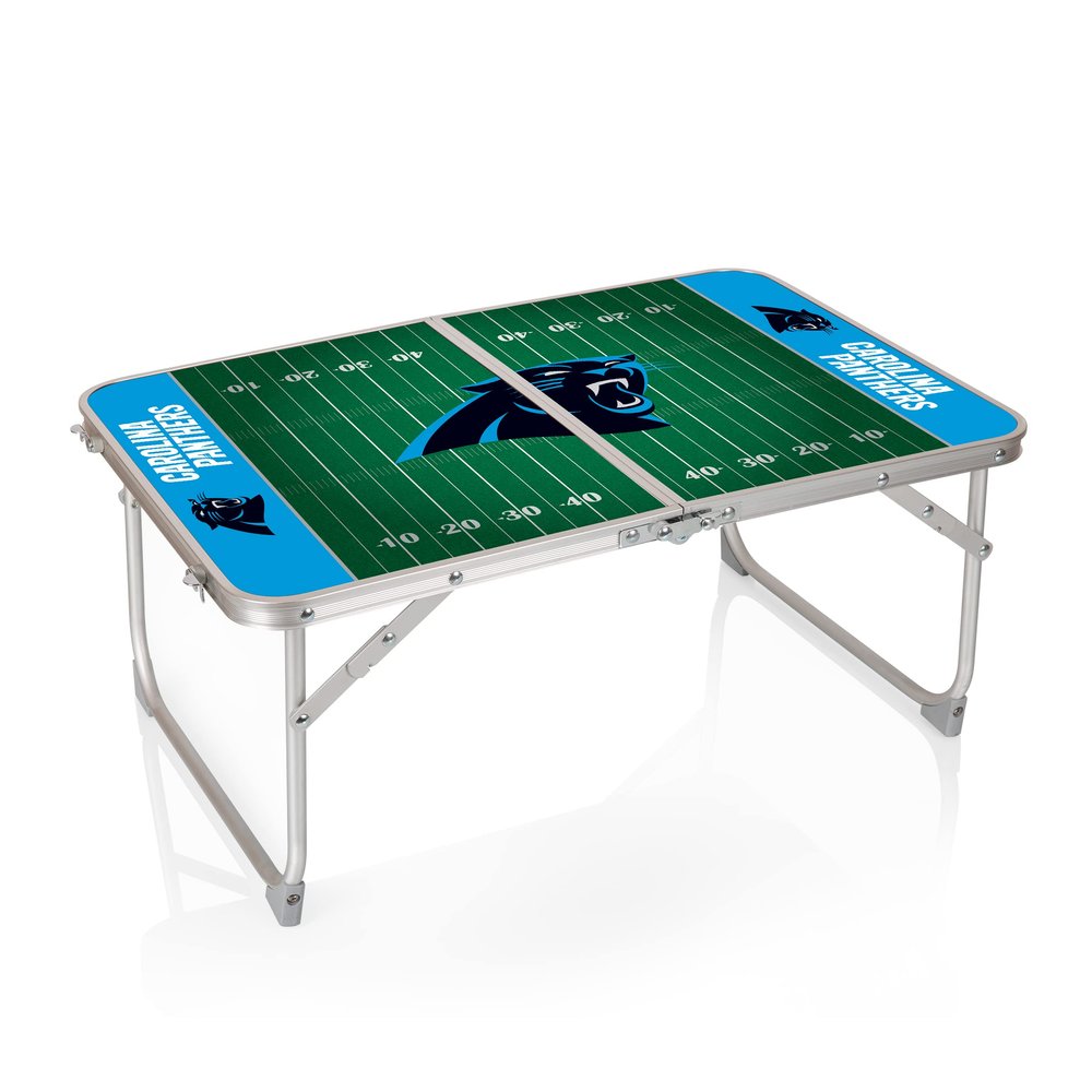Picnic TIME NFL Carolina Panthers Concert Mini Portable Table - Small Folding Table - Mini Picnic Table, (Charcoal Wood Grain)