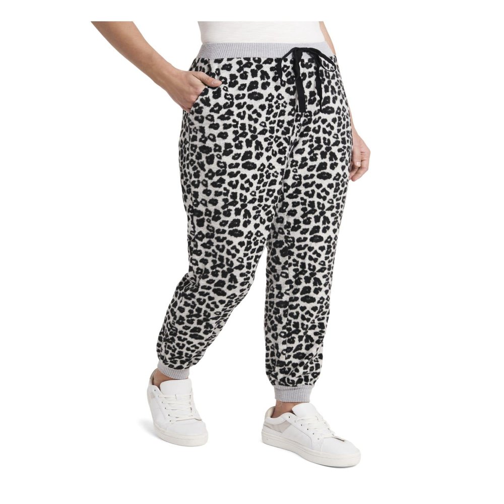 Vince Camuto Womens Leopard Comfy Jogger Pants Gray S