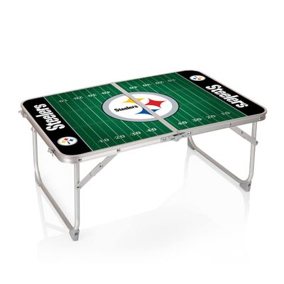 PICNIC TIME Pittsburgh Steelers Mini Portable Table, One Size, Charcoal Wood Grain