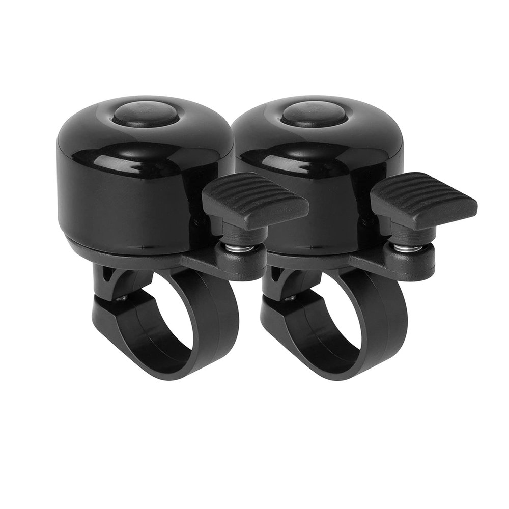 Binudum Bike Bell 2 Pack with Loud Melodious Sound Classic Mini Bicycle Bell for Kids Adults Bike Horn for Road, Mountain Bike for Scooter, MTB, BMX (Black 2 Pcs)